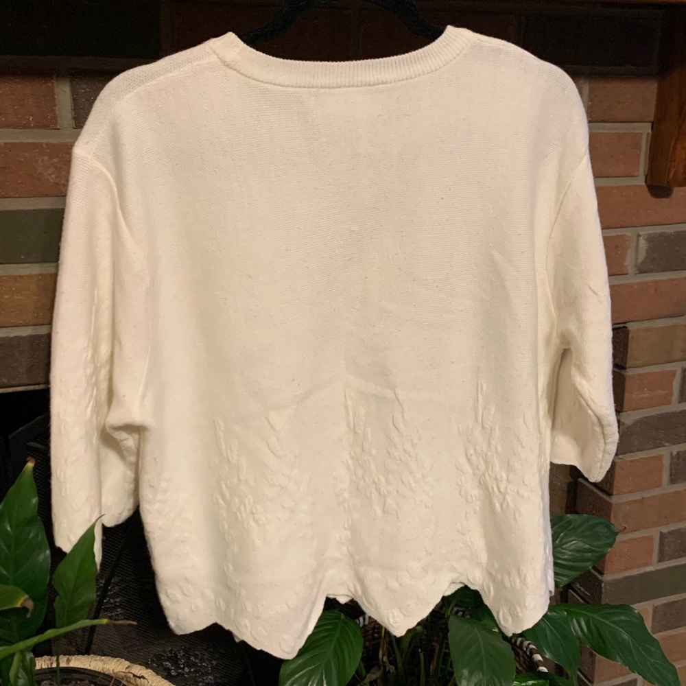 Sz M Boho Ivory J.O.A Los Angeles ZigZag Hem Sweater - Picture 8 of 9